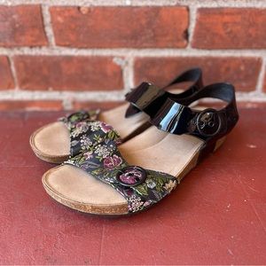 Hotter black and floral sandals. Size 10